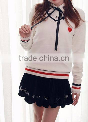 Stylish new design V neck students school uniform woolen computer knit pullover sweater