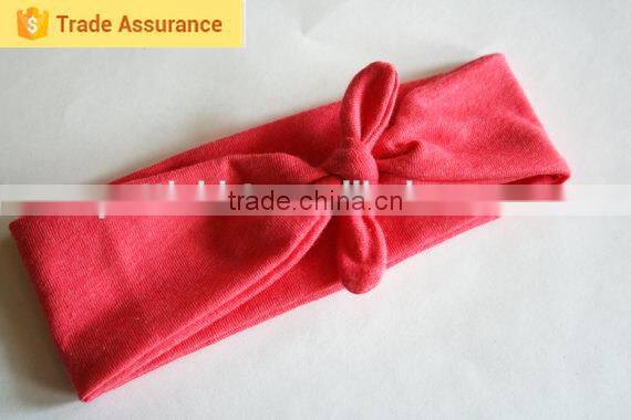 Boutique quality lovely wholesale soft crochet baby headband rabbiy ear style rose red hairband