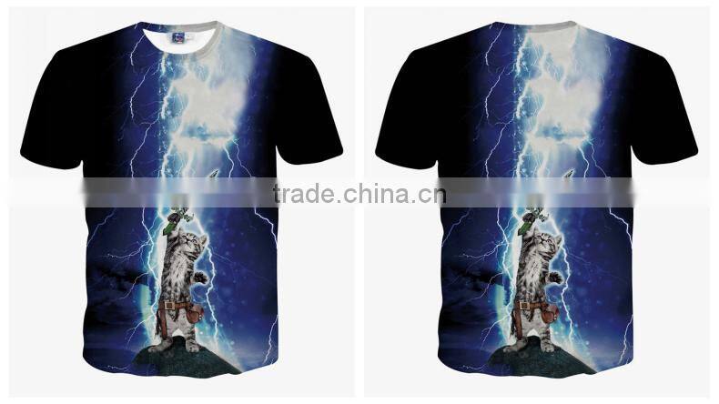 Ebay hot sale 3D Animal printed T Shirts for men Flash-cat Printed 3D T-Shirts short sleeve