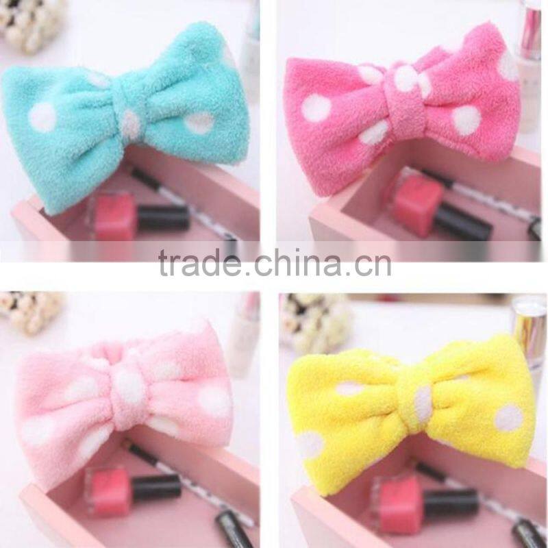 Hot Selling Candy Color Elastic Bow Velvet Elastic Shower Headbands