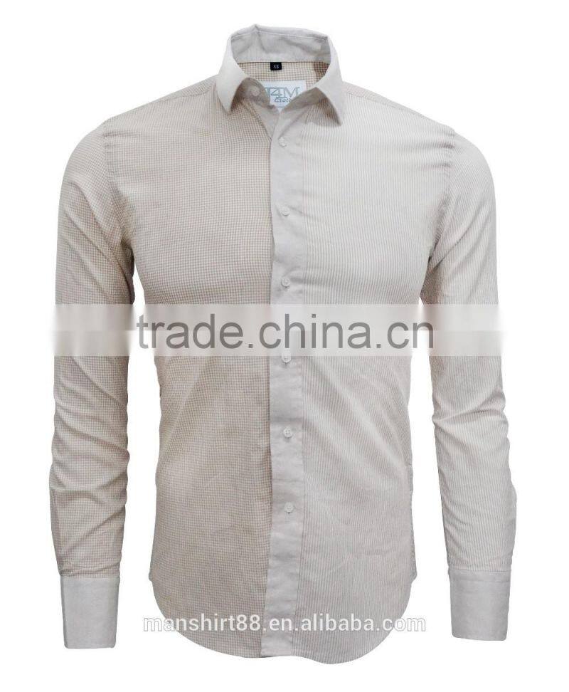 Latest shirt designs fashional Linen&Cotton special contrast slim fit shirts for men