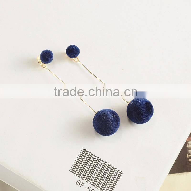 Double Ball Long Drop Dangle Ball Earrings 2017