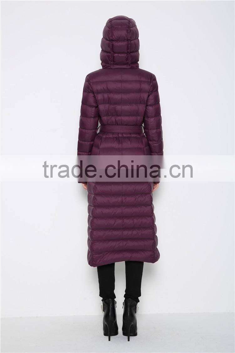Purple Windproof Lightweight Women Down Coat