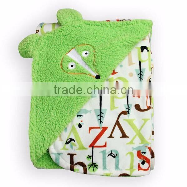 fashionable design soft touch animal baby blanket