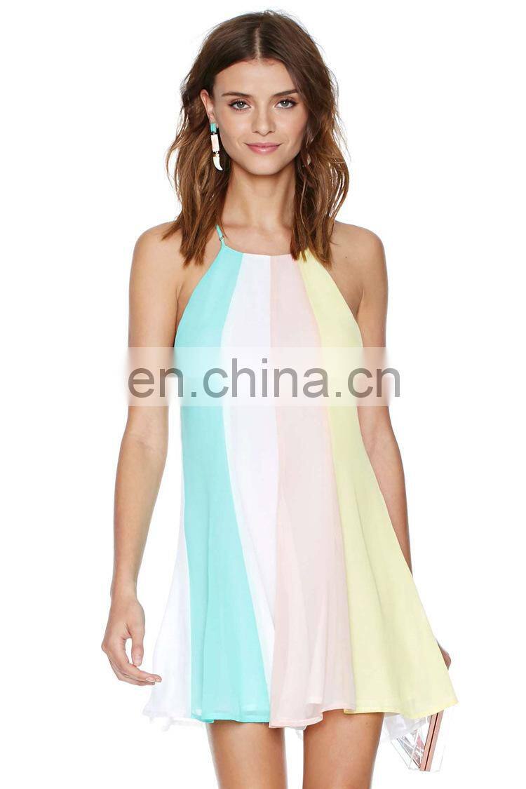 loose swing design free pattern halter neck dress