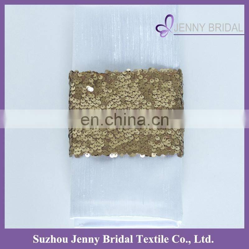 NP020A custom gold sequin fabric personalized napkins straps