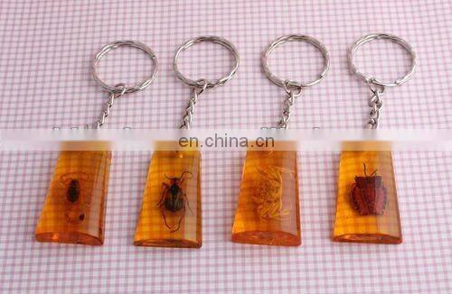 Luminous Real Insects Amber Keychain with Scorpion