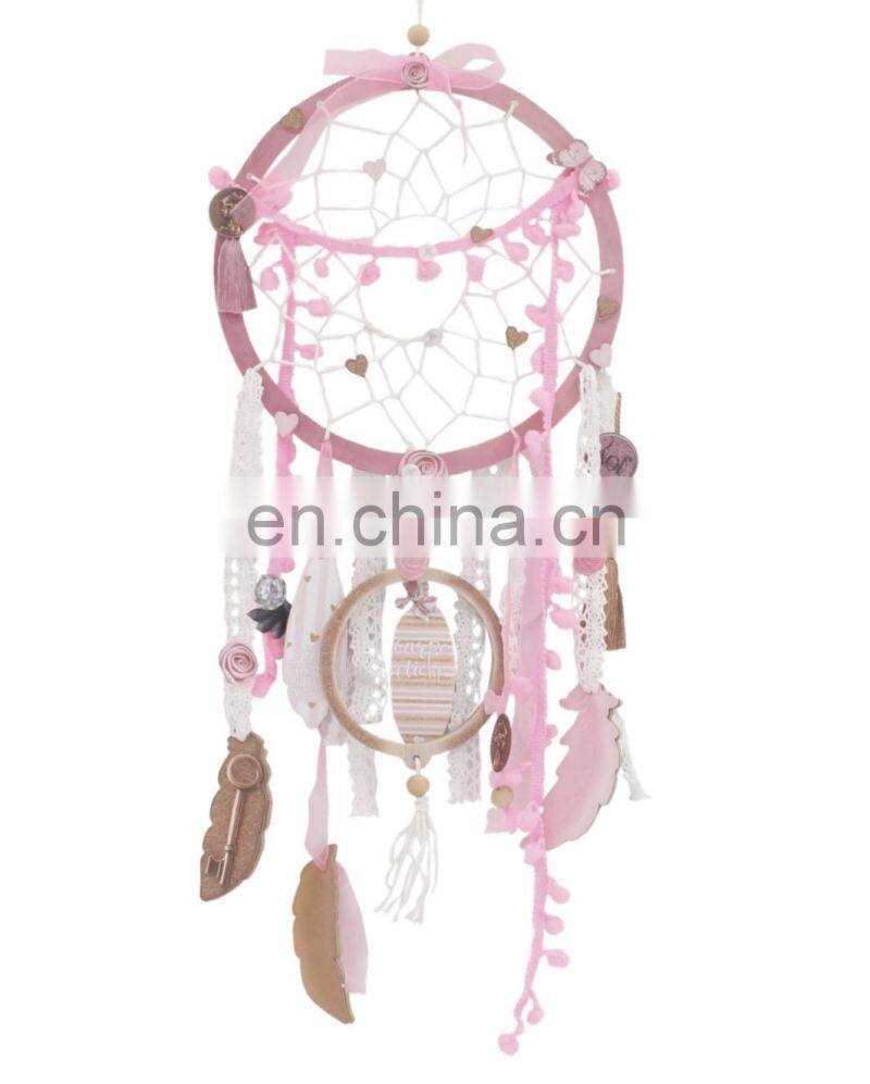 Customization Warm Wall Hanging Home Decor DIY Craft Supplies hand knitting toy Handmade  Dream Catcher with Feathers
