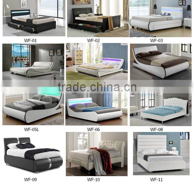 Modern Style Hot Sale Leather Bed Wood Double Bed Designs With Box