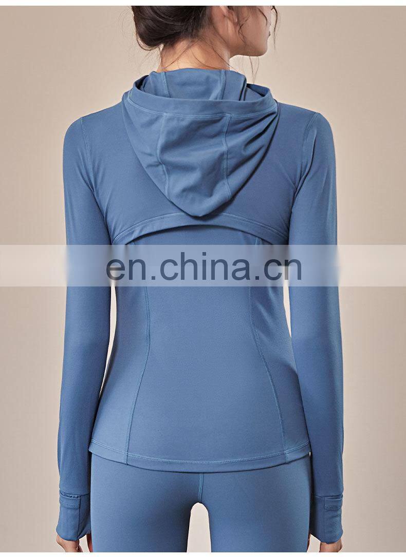 European and American fall/winter hooded sportswear women women's long-sleeved zipper tight-fitting yoga wear