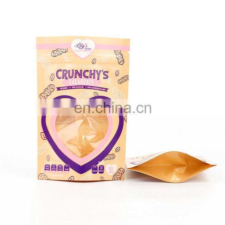 wholesale biodegradable kraft paper doypack nuts packing bag