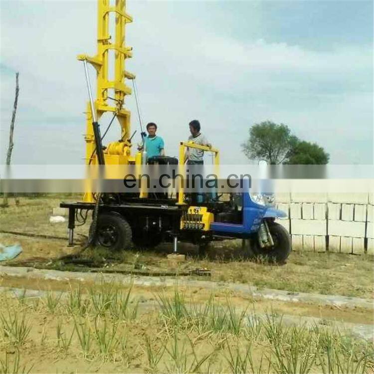 200m depth water well drilling rig with tricycle move fast