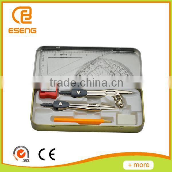 School Metal box with math geometry set