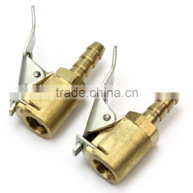 2 pcs Useful Auto Car Tire Inflator Valve Air Chuck Connector 6mm Brass Clip On