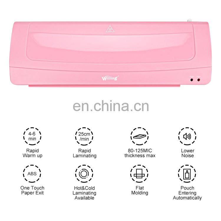 Good Quality ABS A3 A4 Photo Automatic Electric Plastic Hot Cold Pink Laminating Machine