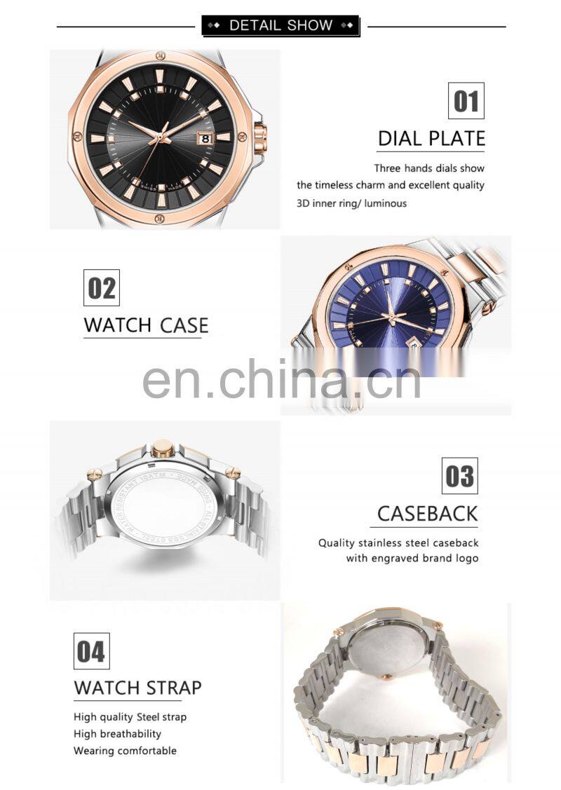 High Quality Steel Case Watch For Men Genuine Leather Band Stylish Waterproof Quartz Watches Luxury Couple Watch Set
