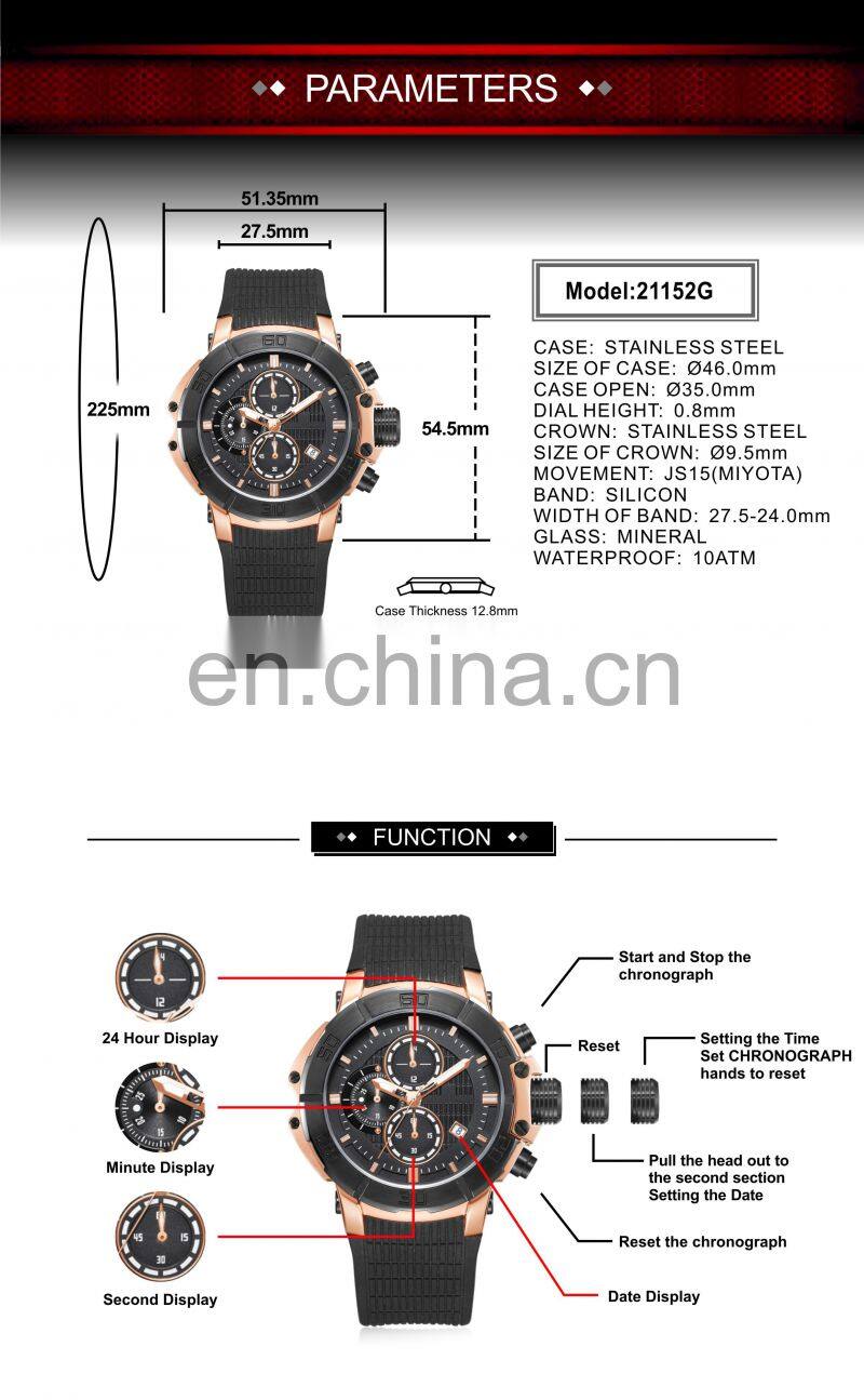 2018 luxury mens sports digital watch stainless steel back multifunction watch with water resistant