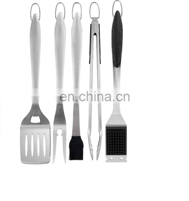Stainless Steel BBQ Grill Tools Set - 5 Piece Grilling Tool Accessories Barbecue