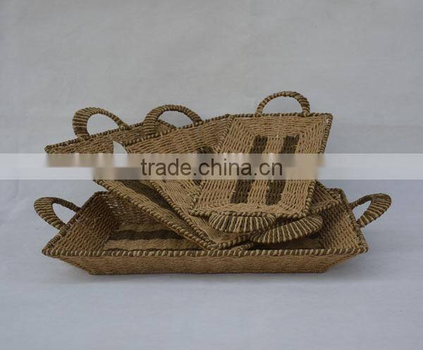 set of 4 rectangular wholesale paper rope woven egg tray