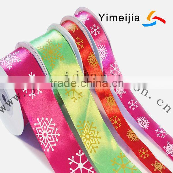 flying girls and snow flowers printed white grosgrain ribbon