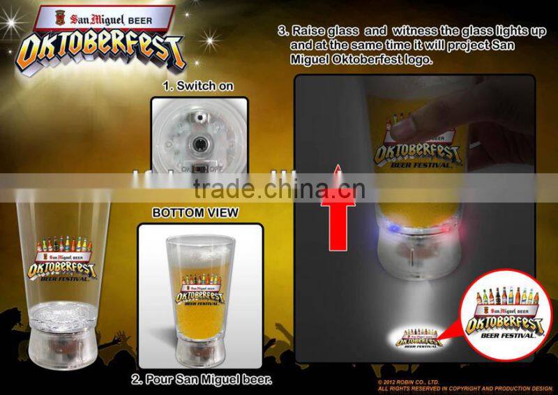 led flashing cup glasses with projection logo