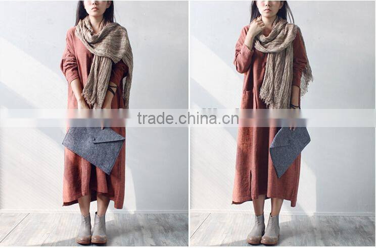 Korea Japan Fashion Ladies Solid Color Blank Plain Goffer Woven Linen Pashmina Shawl Scarf