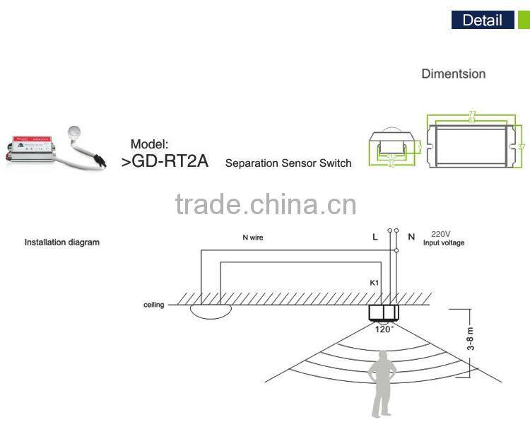 PIR separation outdoor motion sensor switch with mini head