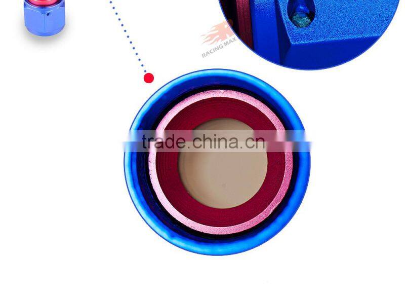 Aluminum oil cooler hose fitting 90 degree push on hose end push on fitting blue and red 10-090-10