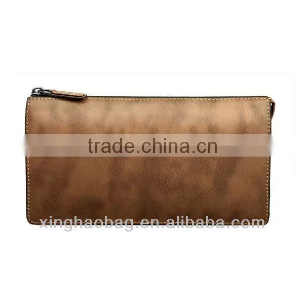 Full grain leather men handbags and purses with wrist