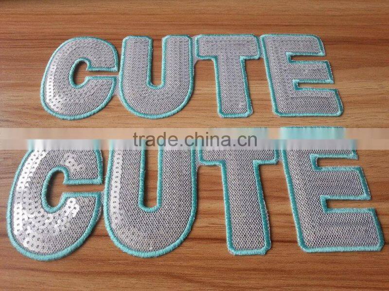 2015 New Arrive Heat Seal " CUTE" Letter emboridery patches - S1430