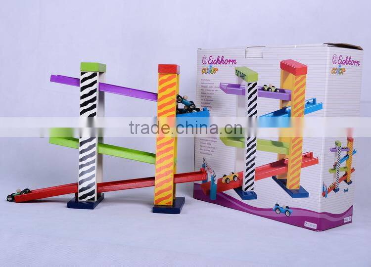 promotional discounts toys car OEM colorful Ramp Racer educational wooden sliding car for kids EZ5133