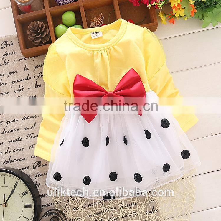 bow knot and dot dresses fall kids clothing