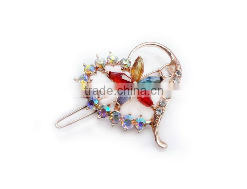 Bicycle Design Decorated Big Glass Stones Hair Pin For Girls