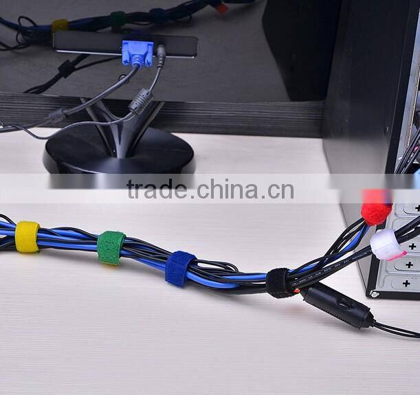 Colorful adjustable hook and loop wire cable tie with label tag