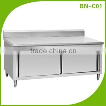 Commercial Stainless Steel Kitchen Cabinet With Sliding Doors And Backsplash BN-C01