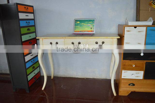 Shabby chic european style wooden dressing table with 3 drawers
