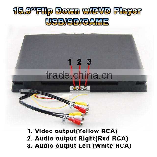 15.6 Inch TFT LCD Roof Mount Monitor With DVD Player Built-in IR For Wireless Headphone