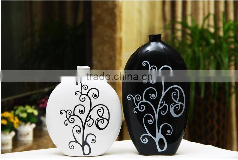 Cheapest black and white painting types of flower vase for home deco