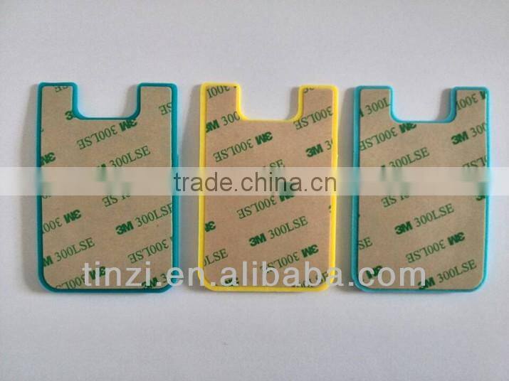 custom silicone smart card wallet 3m sticky cell phone card holder
