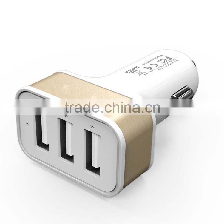 Factory Wholesales DC 12V-24V Input 3 USB Car Charger
