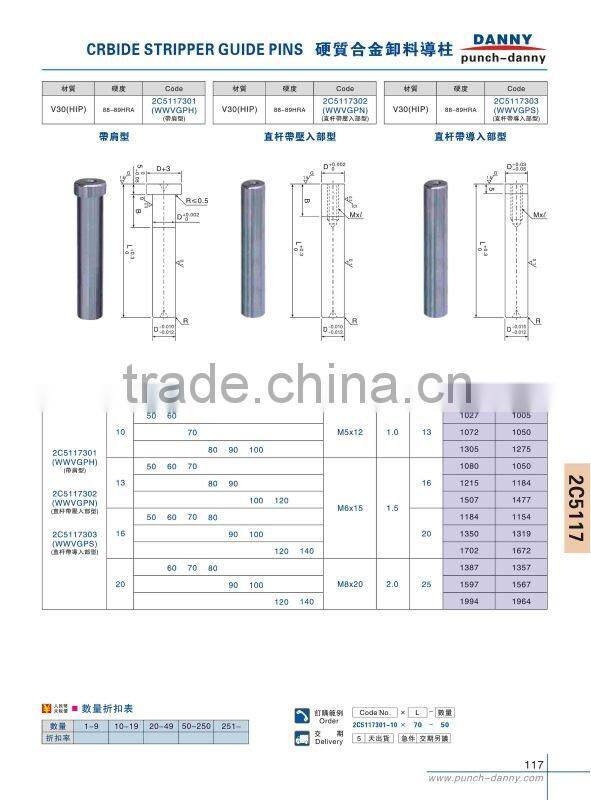 carbide stripper guide pins and similar type manufacturer China supplier