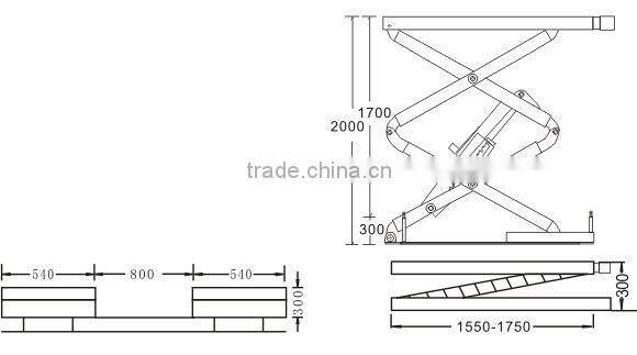 Auto car lift, 3Ton buried scissor lift
