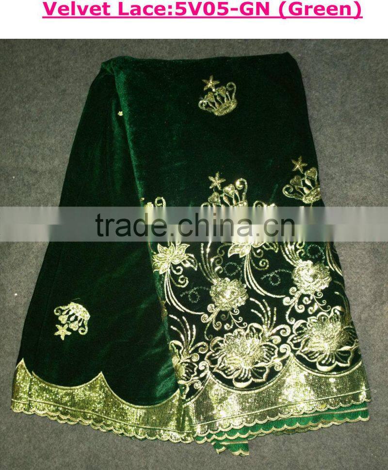 high quailty fashion african velvet fabric types of laces for garments