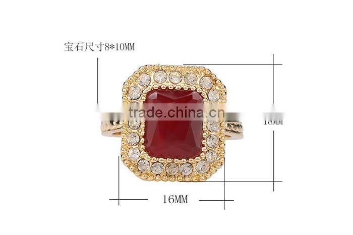 Less than 1 dollar jewelry zinc alloy rhinestone gemstone gold finger ring woman