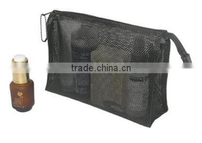 nylon balck mesh cosmetic bags/mesh cosmetic bag black shenzhen factory