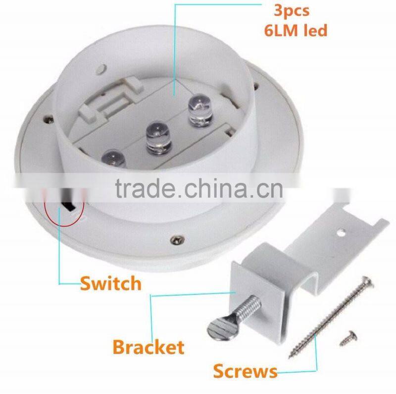 Water Resistant with Switch Solar Powered 3-led Gutter Light Fence Lamp Outdoor Solar Gutter LED Lights