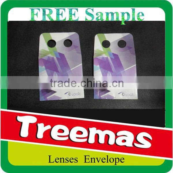 Ophthalmic lenses paper envelope gusset packet with inner liner and holes for optician