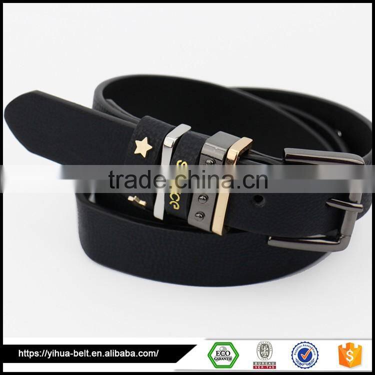 manufacturer wholesale fashion pu black rivet belt