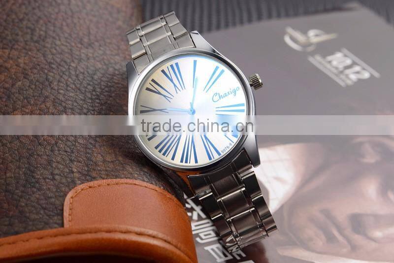 quality blue glass stainless steel band watch men or women accesories