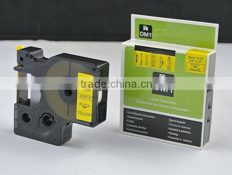 Compatible Dymo label tape for D1 label printer black on yellow 9mm*7m 40918